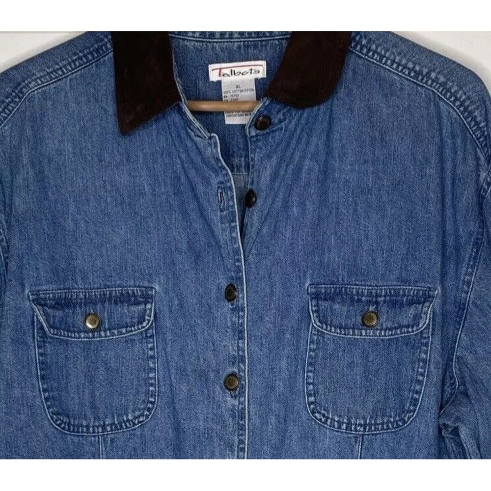 TALBOTS Women's Size XL Blue Denim Jean Long Sleeve Jacket Shirt Button Down